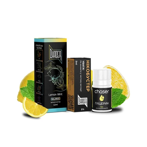 Набір Сольова Рідина Chaser Black - Lemon Mint (Лимон М'ята) 30 МЛ 50 МГ