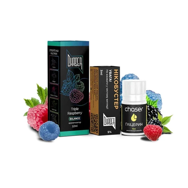 Набор Солевая Жидкость Chaser Black - Triple Raspberry (Тройная Малина) 30 МЛ 50 МГ