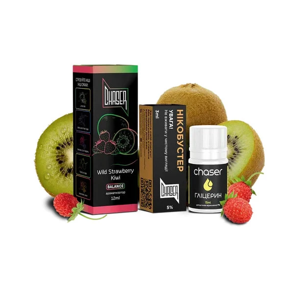 Набор Солевая Жидкость Chaser Black - Wild Strawberry Kiwi (Клубника Киви) 30 МЛ 50 МГ