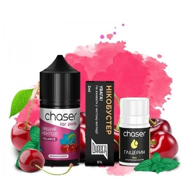 Набір Сольова Рідина Chaser - Cherry Menthol (Вишня Ментол) 30 МЛ 50 МГ