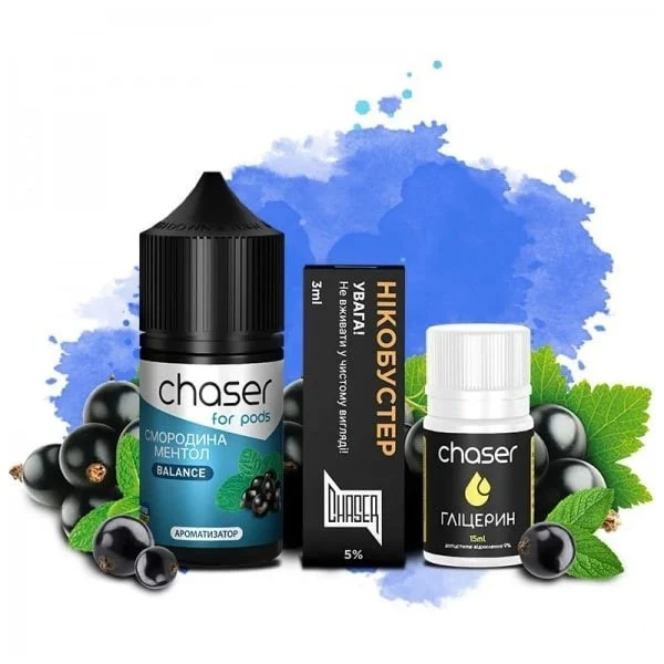 Набор Солевой Жидкости Chaser - Blackcurrant Mentol (Смородина Ментол) 30 Мл 50 Мг