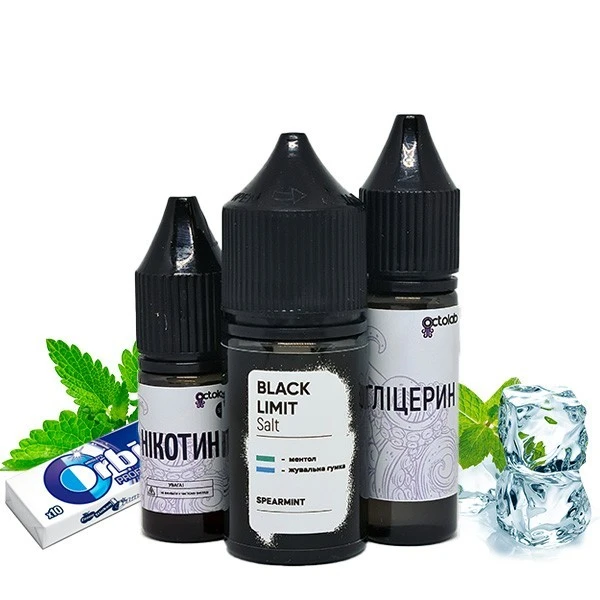 Набір Сольової Рідини Octobar Black Limit Spearmint (Жуйка Ментол) 30 Мл 50 Мг
