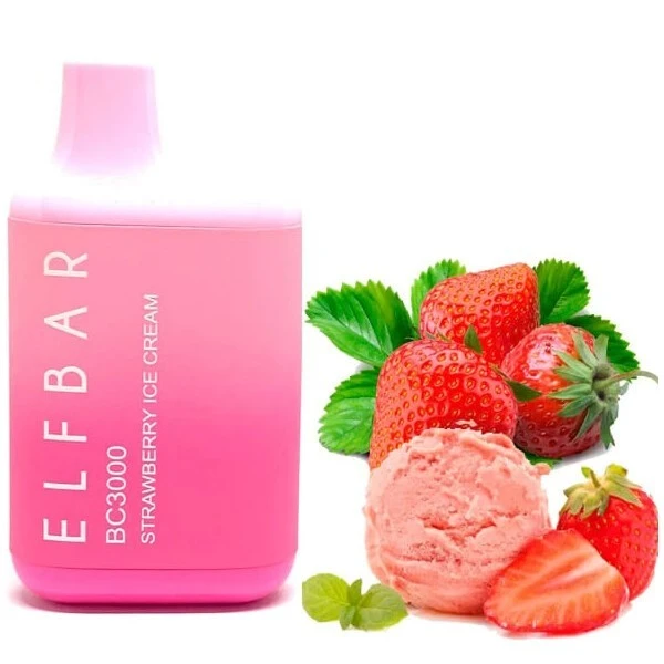 Одноразка Elf Bar Strawberry Ice Cream (Клубничное Мороженое) BC3000