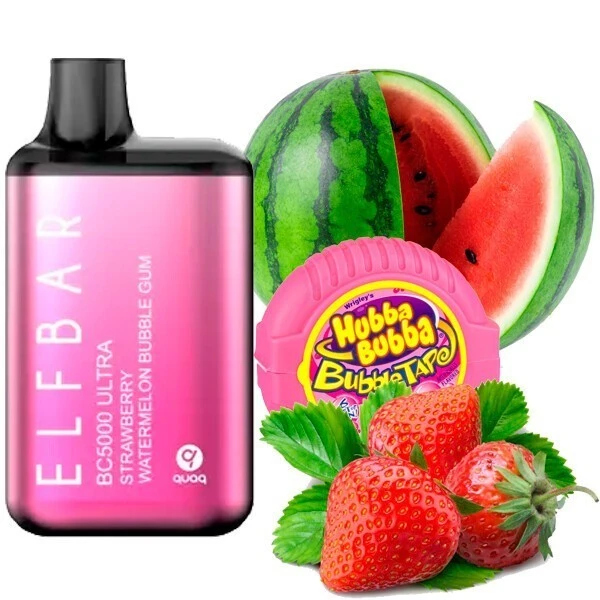 Одноразка Elf Bar Strawberry Watermelon Bubble Gum (Клубника Арбуз Сладкая Жвачка) BC5000 ULTRA