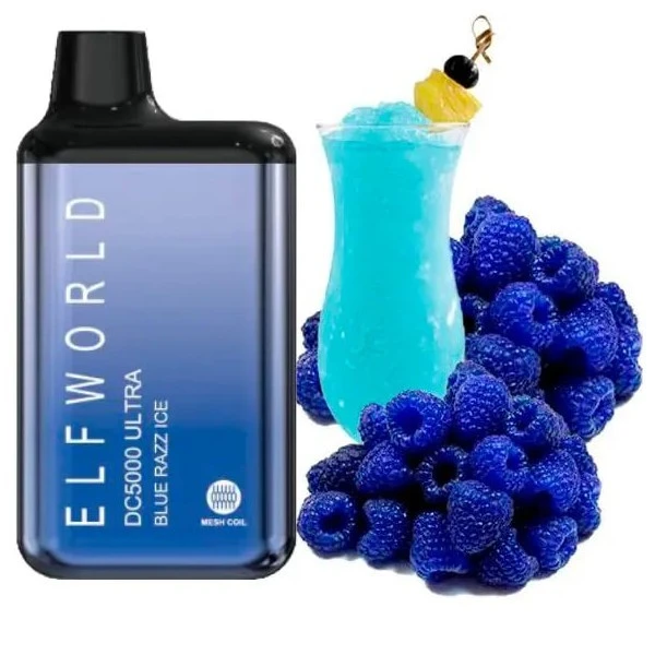 Одноразка Elf World Blue Razz Ice (Синяя Малина Лёд) DC5000 ULTRA