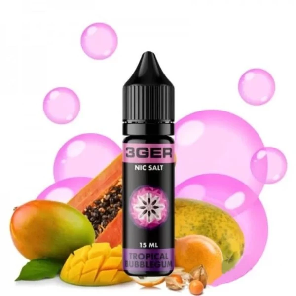 Сольова Рідина 3GER Salt - Tropical Bubblegum 15 МЛ 50 МГ (Тропічна Жуйка)