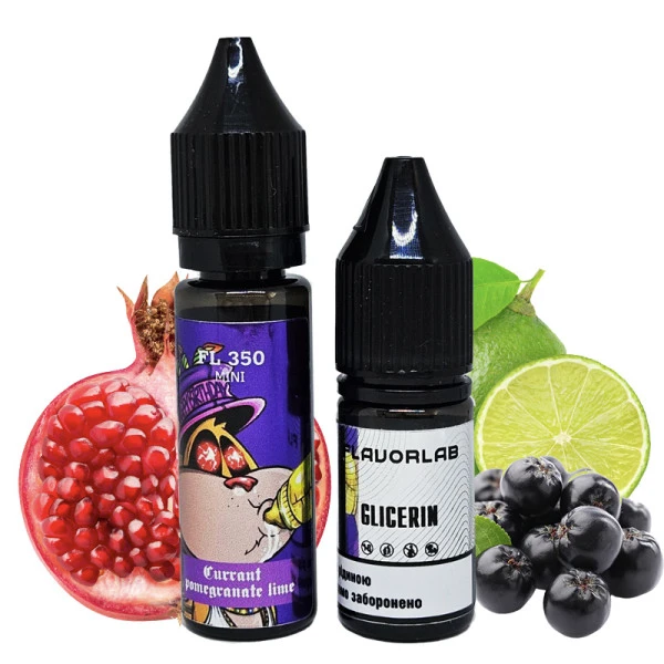Солевая Жидкость Flavorlab FL 350 Mini Currant Pomegranate Lime (Смородина Гранат Лайм) 15 МЛ 50 МГ Набор