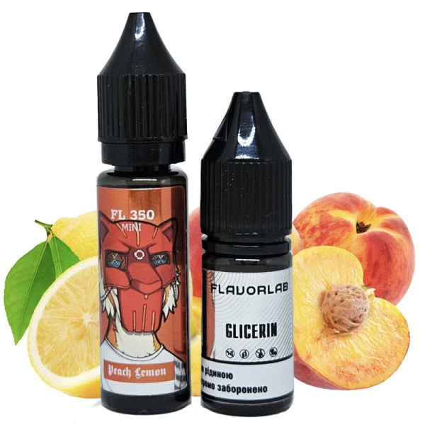 Сольова Рідина Flavorlab FL 350 Mini Peach Lemon (Персик Лимон) 15 МЛ 50 МГ Набір