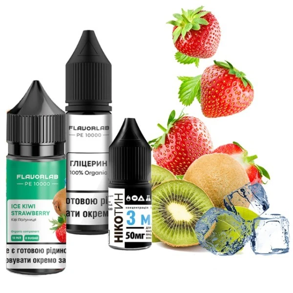 Солевая Жидкость Flavorlab PE 10000 Ice Kiwi Strawberry (Лед Киви Клубника) 30Мл 50Мг Набор