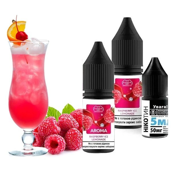 Сольова Рідина Flavorlab Puff Raspberry Ice Lemonade (Малина Лід Лимонад) 10Мл 50Мг Набір