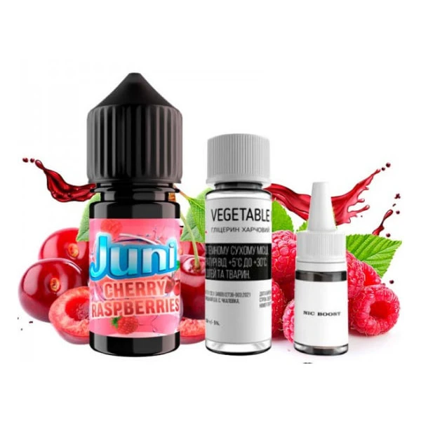 Солевая Жидкость JUNI Cherry Raspberries (Вишня Малина) 30 МЛ 50 МГ Набор