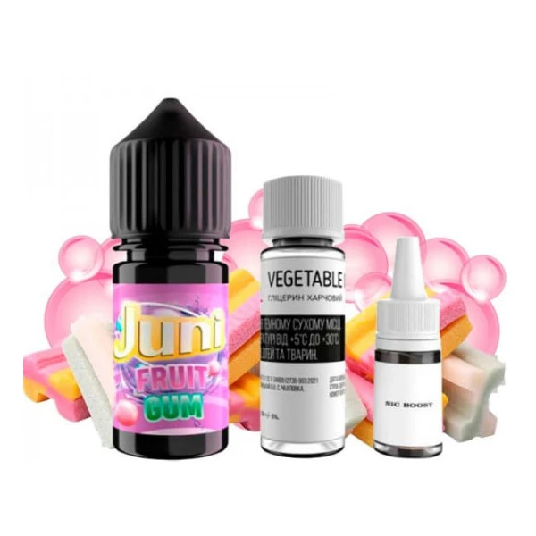 Солевая Жидкость JUNI Fruit Gum (Фруктовая Жвачка) 30 МЛ 50 МГ Набор
