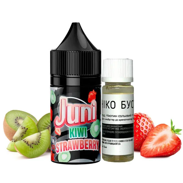 Сольова Рідина JUNI Kiwi Strawberry Silver Ice (Ківі Полуниця Лід) 30 мл 50 мг Набір