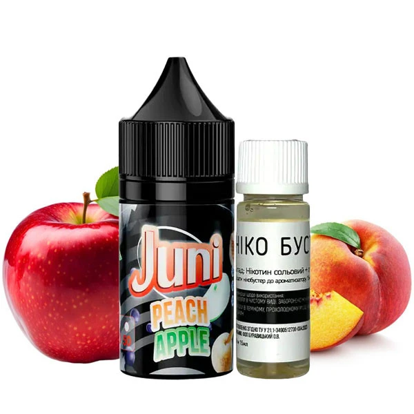 Сольова Рідина JUNI Peach Apple Silver Ice (Персик Яблуко) 30 МЛ 50 МГ Набір