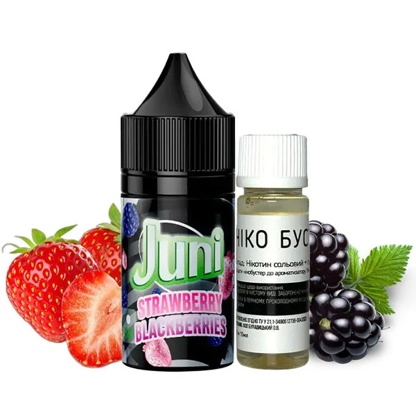Солевая Жидкость JUNI Strawberry Blackberry Silver Ice (Клубника Ежевика Лед) 30 МЛ 50 МГ Набор