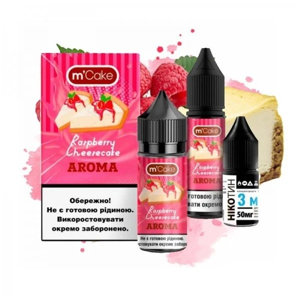 Сольова Рідина M-Cake Raspberry Cheesecake (Малиновий Чізкейк) 30Мл 50Мг Набір