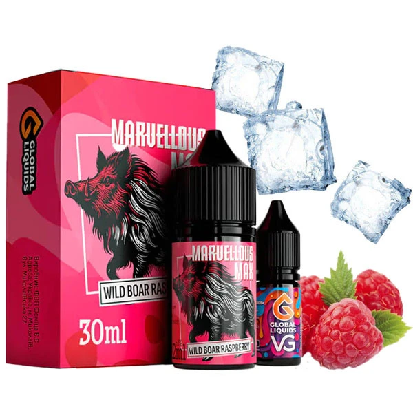 Сольова Рідина Marvellous Max Wild Boar Raspberry (Кисла Малина) 30Мл 50Мг Набір