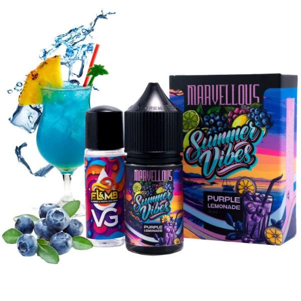 Сольова Рідина Marvellous Summer Vibes Purple Lemonade (Лимонад Чорниця) 30Мл 50Мг Набір