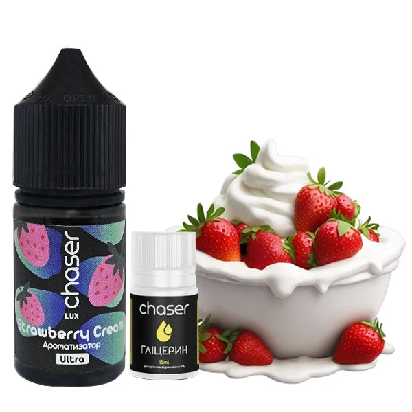 Набор Солевая Жидкость Chaser Lux - Strawberry Cream (Клубника Сливки) 30 МЛ 50 МГ