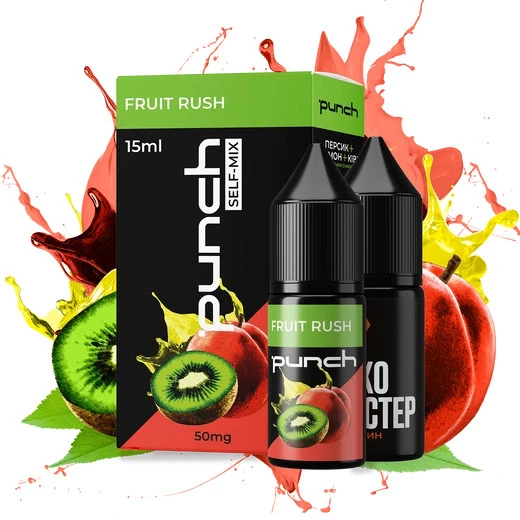 Набір Сольова Рідина Punch - Fruit Rush (Персик Лимон Ківі) 15 МЛ 50 МГ