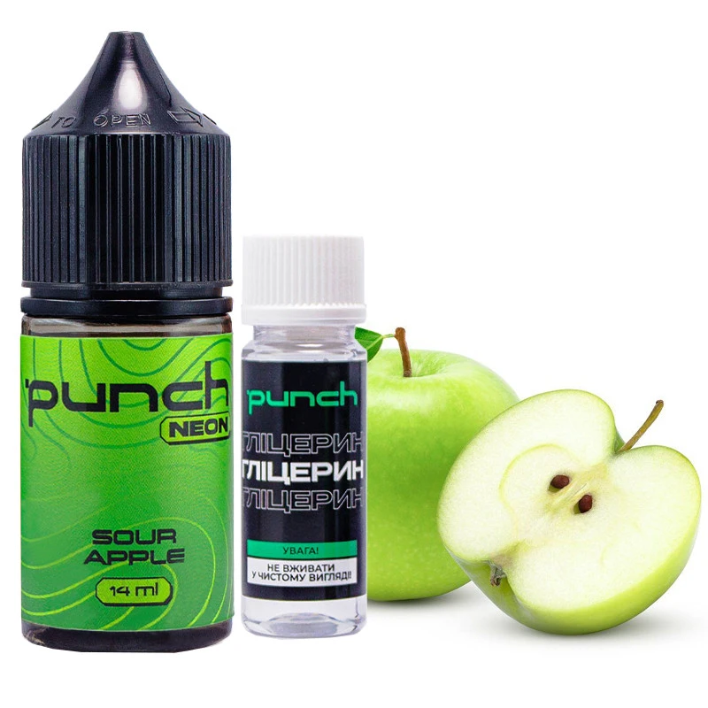 Набор Солевая Жидкость Punch Neon - Sour Apple (Кислое Яблоко) 30 МЛ 50 МГ