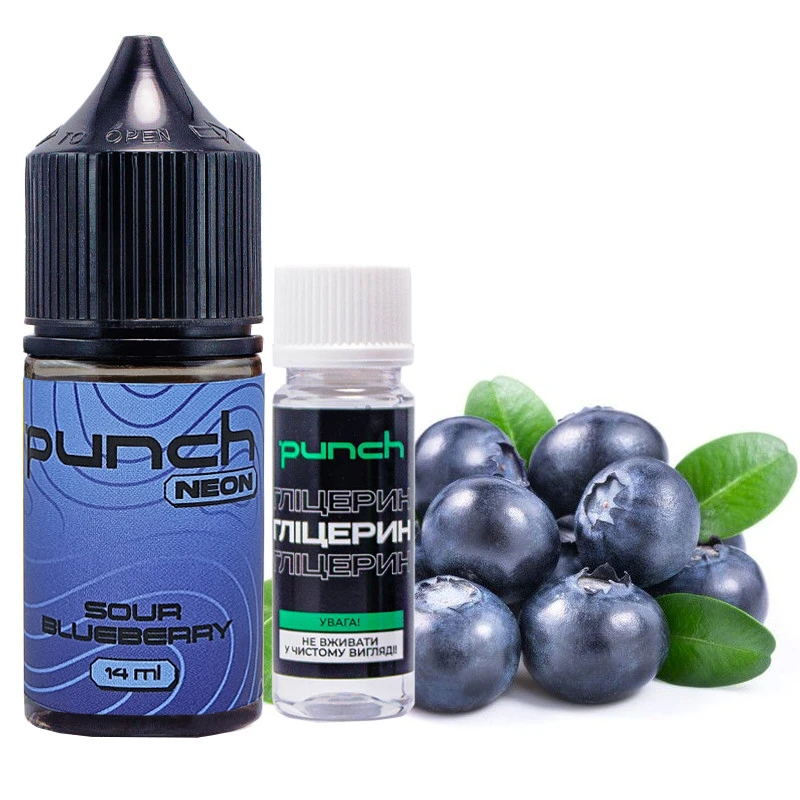 Набір Сольова Рідина Punch Neon - Sour Blueberry (Кисла Чорниця) 30 МЛ 50 МГ