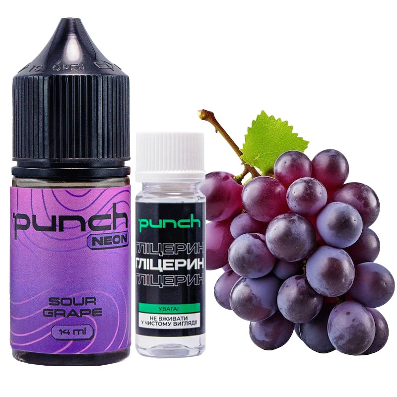 Набір Сольова Рідина Punch Neon - Sour Grape (Кислий Виноград) 30 МЛ 50 МГ