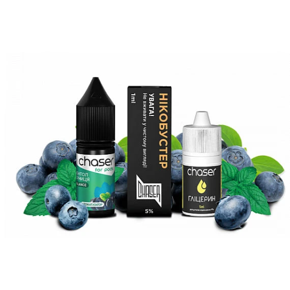 Набір Сольової Рідини Chaser - Blueberry Menthol (Чорниця Ментол) 10 мл 50 мг