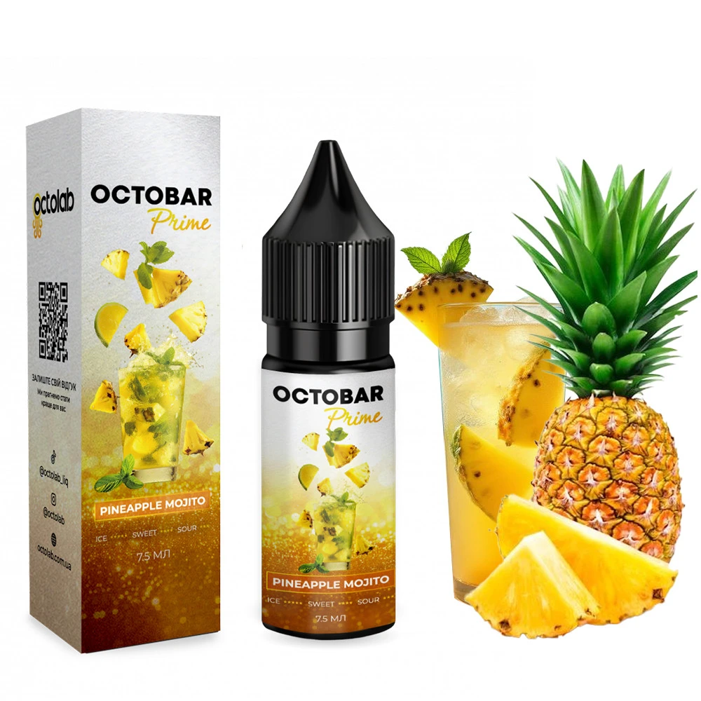 Набір Сольової Рідини Octobar Prime Pineapple Mojito (Мохіто Ананас) 15 мл 50 мг