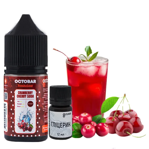 Набор Солевой жидкости Octobar Fresh & Sour Cranberry Cherry Soda (Клюква Вишня Газировка) 30 Мл 50 Мг