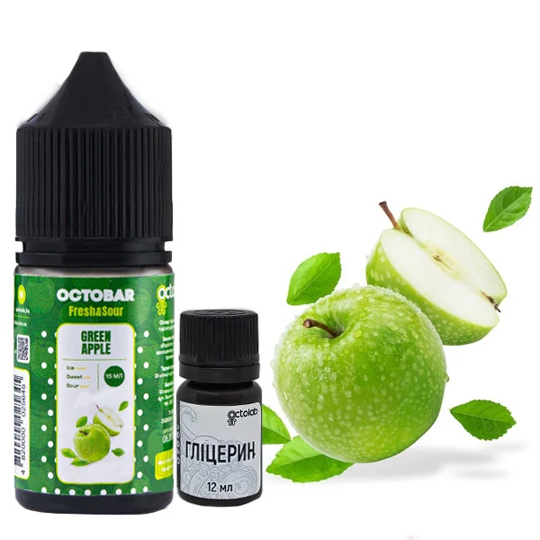 Набор Солевой жидкости Octobar Fresh & Sour Green Apple (Зелёное Яблоко) 30 Мл 50 Мг