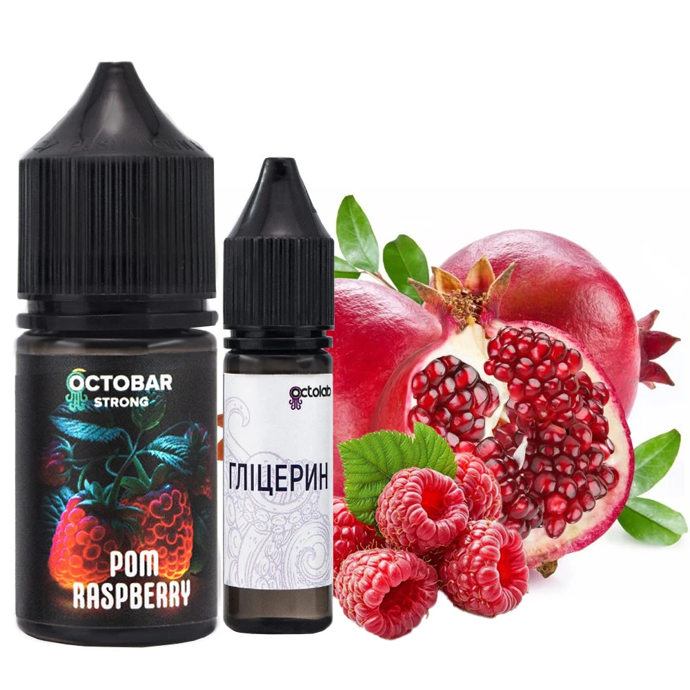 Набір сольової рідини Octobar Strong Pom Raspberry (Соковита Малина) 30 мл 50 мг