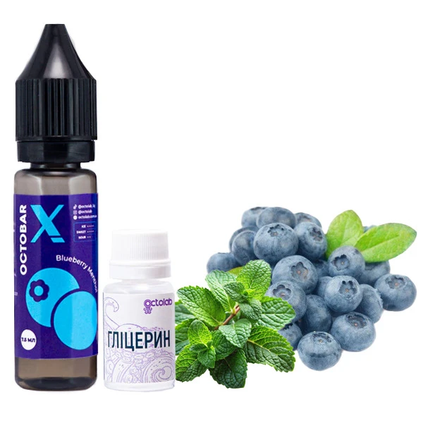 Набор Солевой жидкости Octobar X Blueberry Menthol (Черника Ментол) 15 Мл 50 Мг