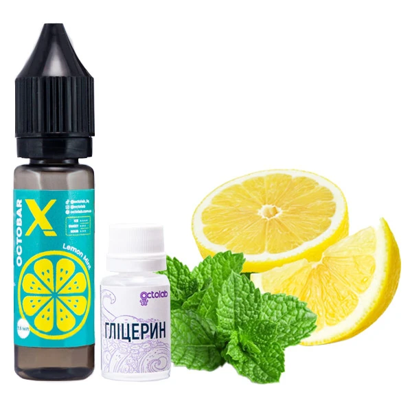 Набор Солевой жидкости Octobar X Lemon Mint (Лимон Мята) 15 Мл 50 Мг