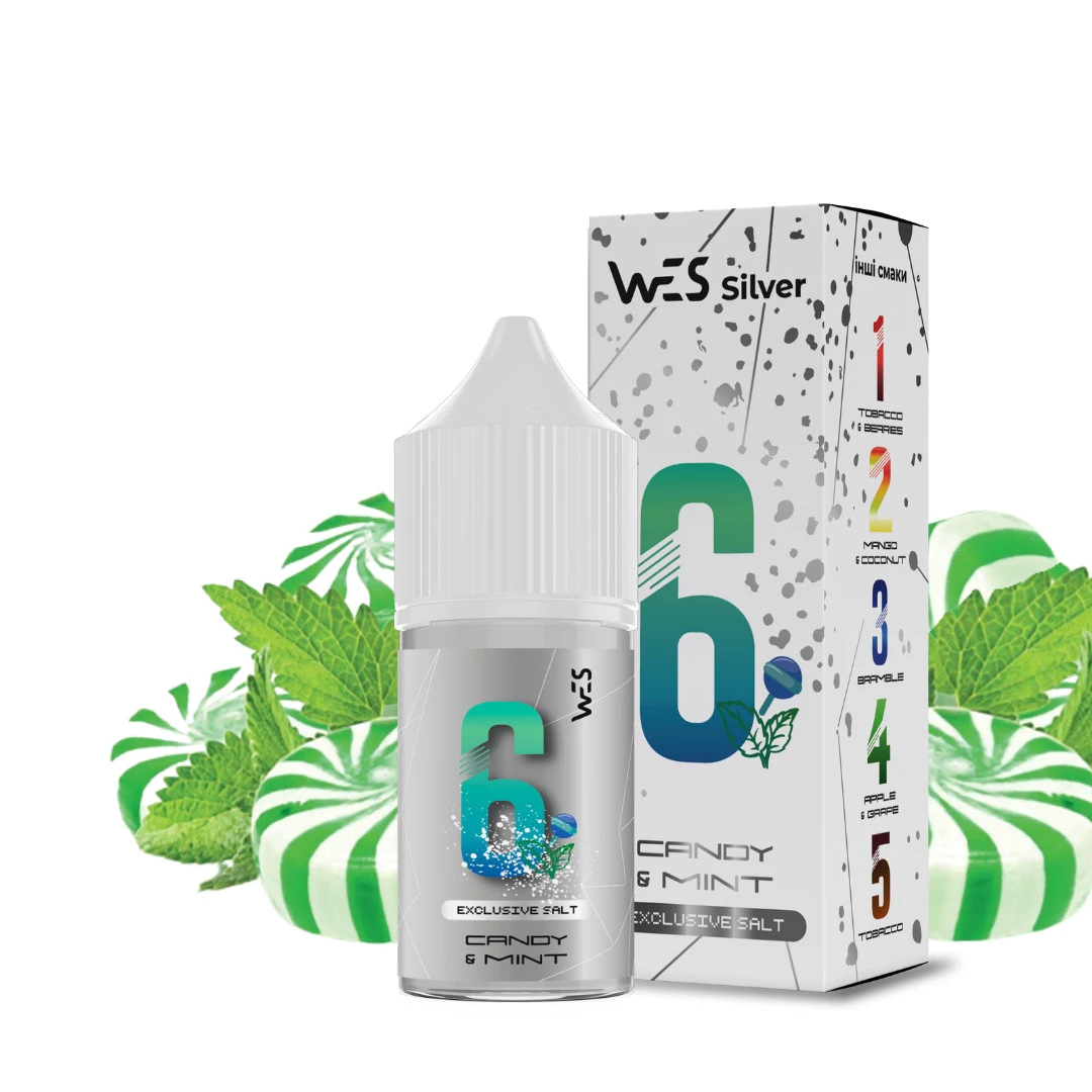 Набор Солевой Жидкости WES Silver Candy Mint (Мятные Конфеты) 30 Мл 50 Мг
