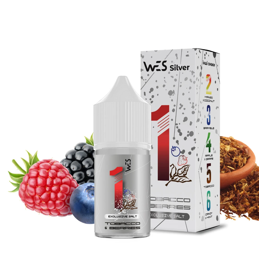 Набір сольової рідини WES Silver Tabacco Berries (Тютюн Ягоди) 30 мл 50 мг