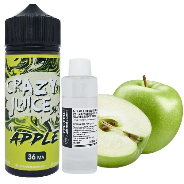 Органическая Жидкость Crazy Juice Apple (Яблоко) 120 МЛ 30 МГ Набор