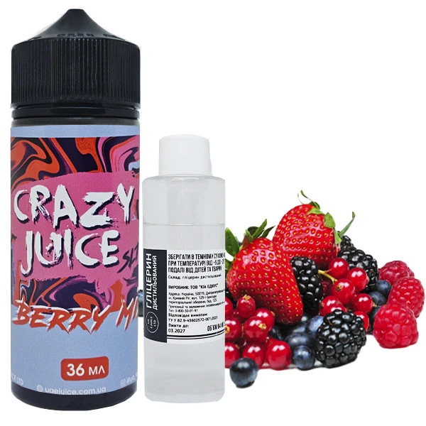 Органическая Жидкость Crazy Juice Berry Mix (Ягодный Микс) 120 МЛ 30 МГ Набор