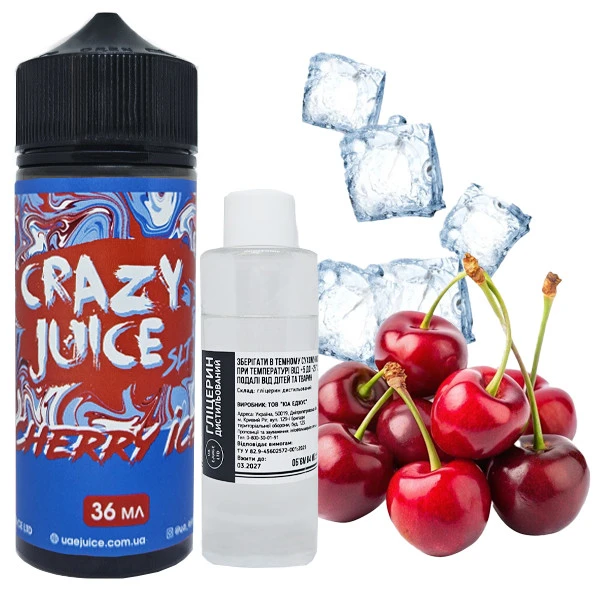 Органічна Рідина Crazy Juice Cherry Ice (Вишня Лід) 120 МЛ 30 МГ Набір