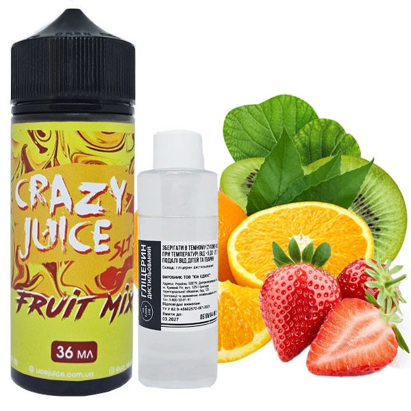 Органическая Жидкость Crazy Juice Fruit Mix (Фруктовый Микс) 120 МЛ 30 МГ Набор