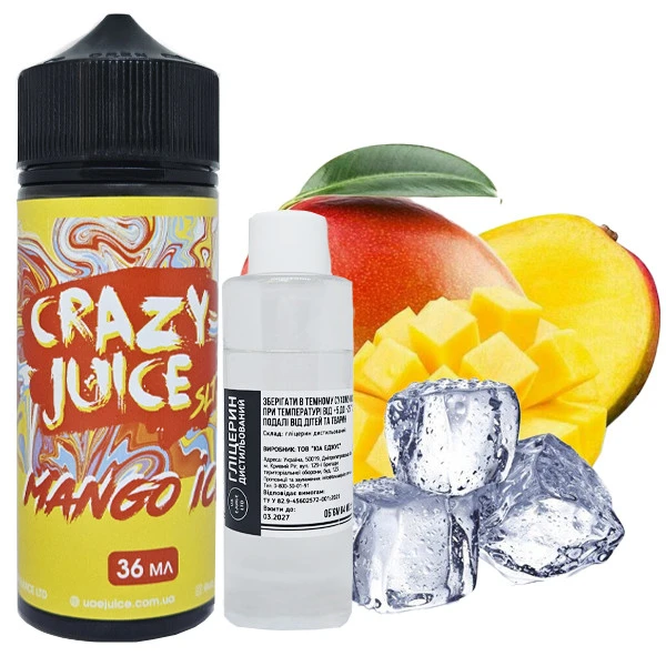 Органічна Рідина Crazy Juice Mango Ice (Манго Лід) 120 МЛ 30 МГ Набір