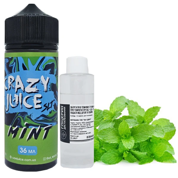 Органическая Жидкость Crazy Juice Mint (Мята) 120 МЛ 30 МГ Набор
