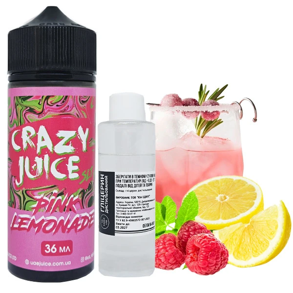 Органічна Рідина Crazy Juice Pink Lemonade (Рожевий Лимонад) 120 мл 30 мг