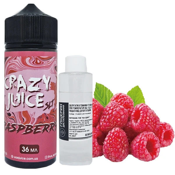 Органічна Рідина Crazy Juice Raspberry (Малина) 120 МЛ 30 МГ Набір