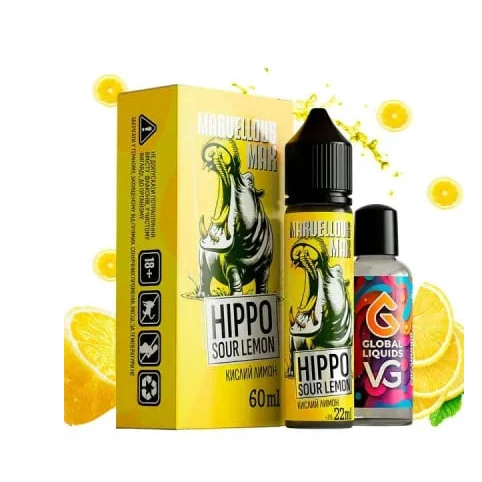 Органическая Жидкость - Marvellous Max Hippo Sour Lemon (Кислый Лимон) 60 МЛ 3 МГ Набор
