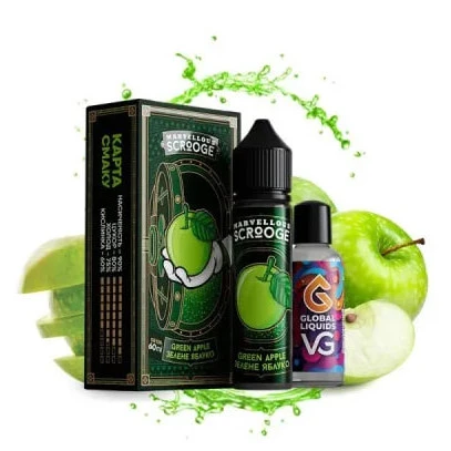 Органическая Жидкость Marvellous Scrooge Green Apple (Зелёное Яблоко) 60Мл 3Мг Набор