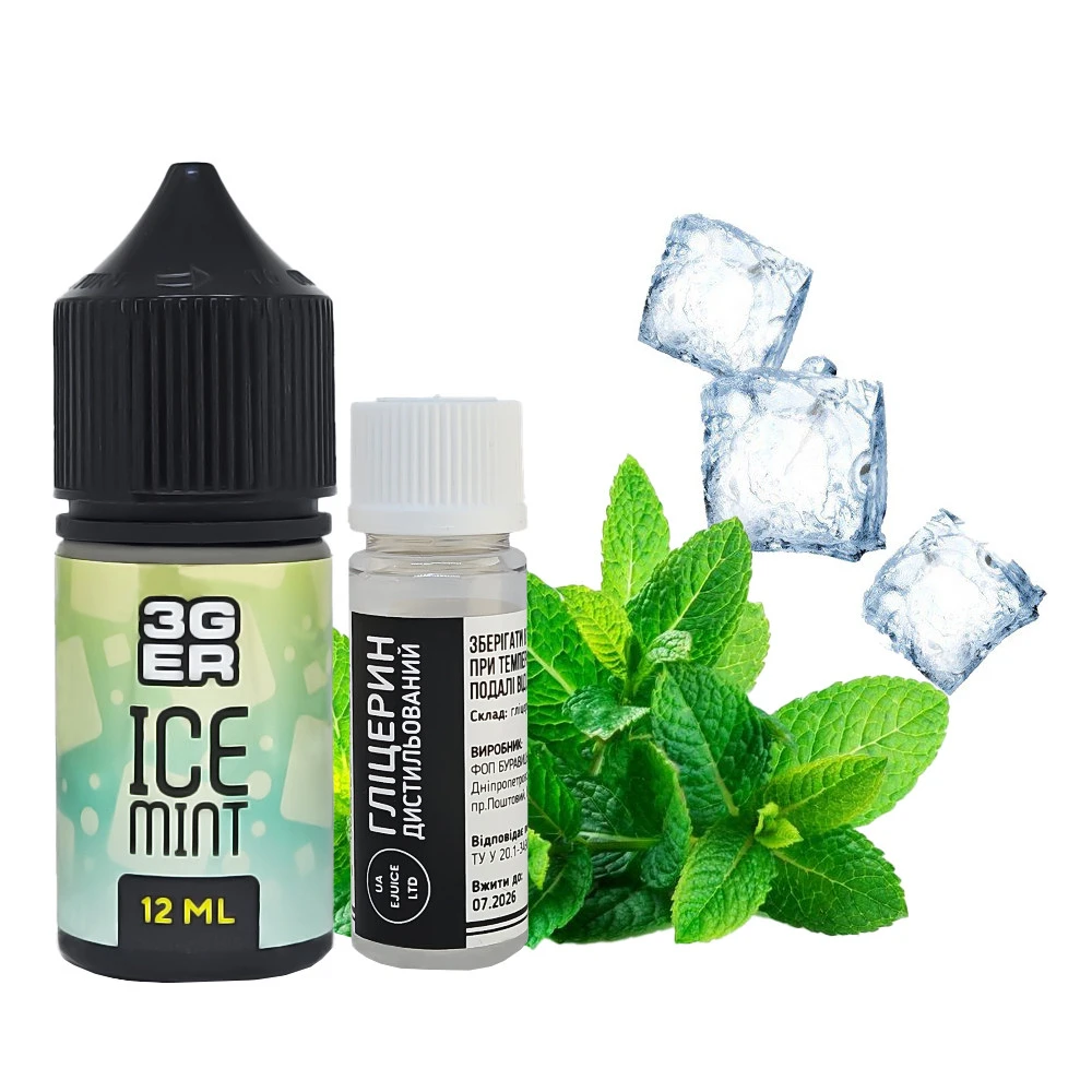 Сольова Рідина 3GER Ice Mint (М'ята Лід) 30 Мл 50 Мг Набір