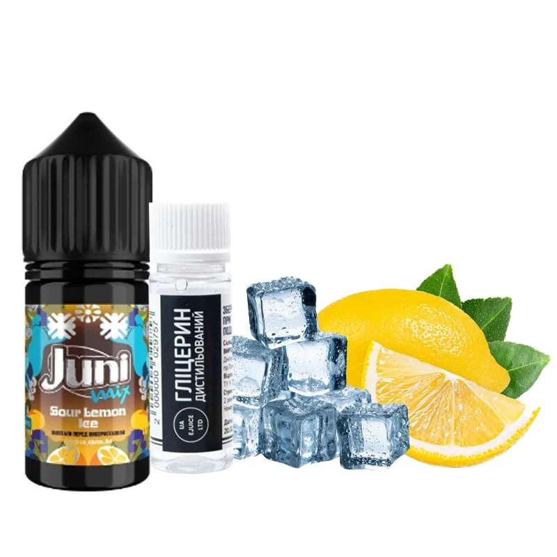 Солевая Жидкость JUNI Mix Sour Lemon Ice (Кислый Лимон Лёд) 30 МЛ 50 МГ Набор