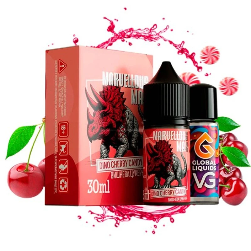 Солевая Жидкость Marvellous Max Dino Cherry Candy (Вишнёвая Конфета) 30Мл 50Мг Набор