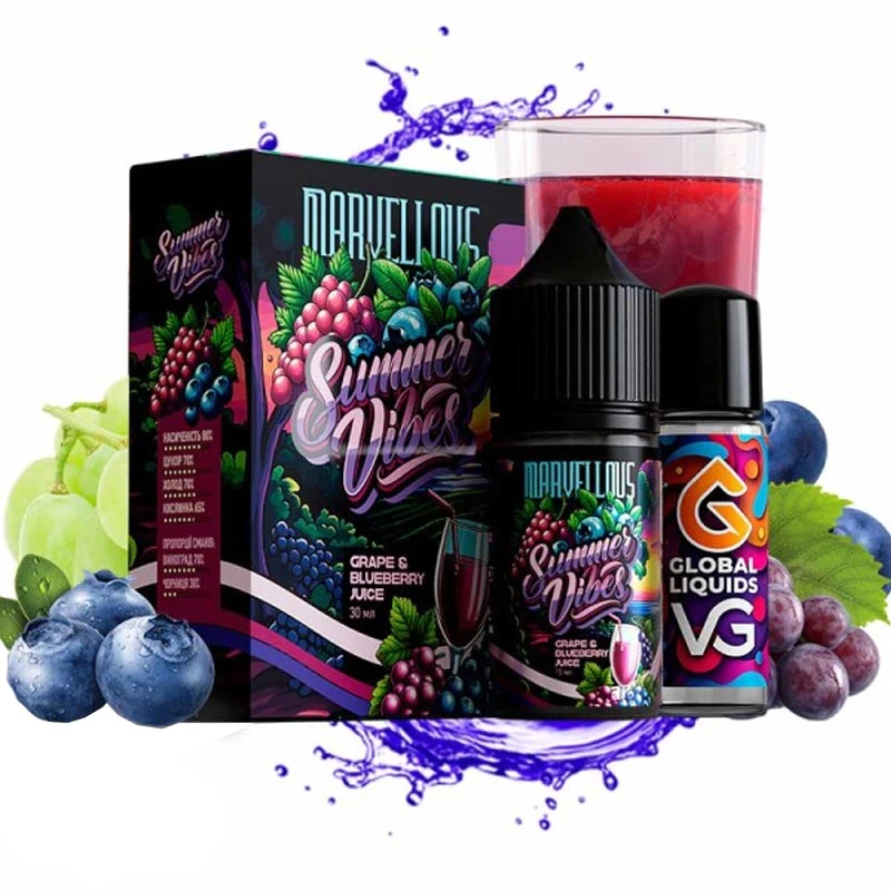 Сольова Рідина Marvellous Summer Vibes Grape Blueberry Juice (Виноградно Чорничний Сік) 30Мл 50Мг Набір